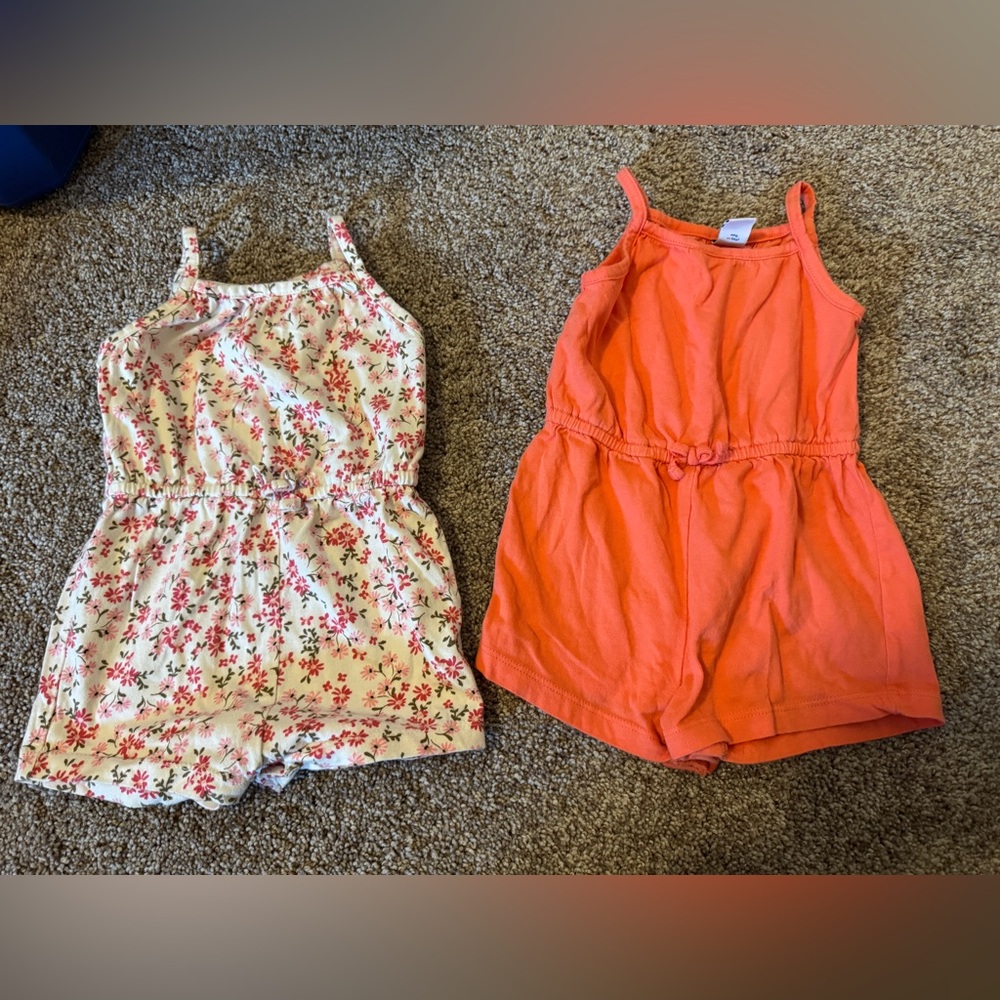 Old Navy Floral and Coral Kids Romper Set